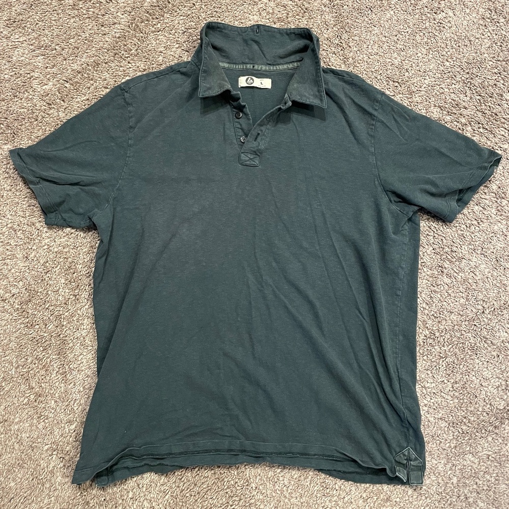 American Giant Slub Polo Size Large Forest Green